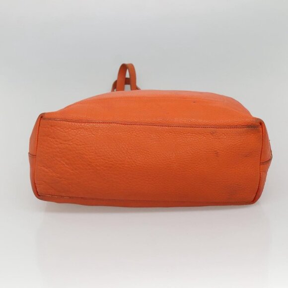 PRADA Tote Bag Leather Orange Gold Auth hk2515 - Picture 6 of 16